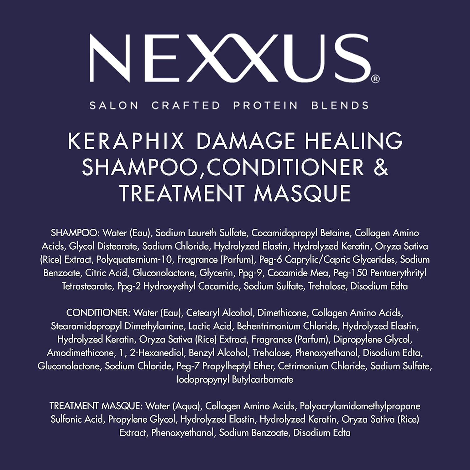 image:imageNexxus Keraphix Shampoo and Conditioner Damaged Hair Treatment System with Keratin Protein and Black Rice 2 Count amp 3 Repair Masks Treatment 338 oz 15 oz 3 Count 5 Count Pack of 1