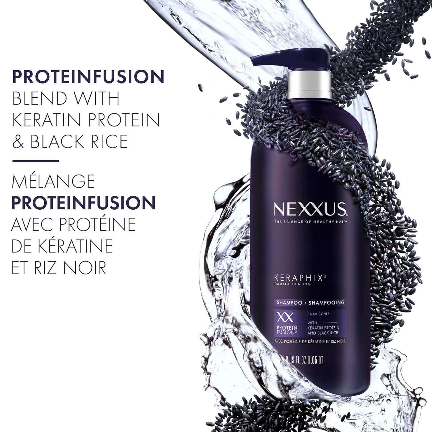image:imageNexxus Keraphix Shampoo for Damage Repair for Damaged Hair Powered by KRT Keratin Resistance Therapy with Liquid Crystal Amino Acids 338 ozKeratin Protein and Black Rice