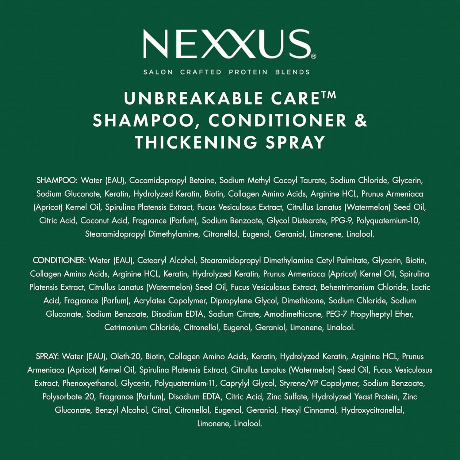 image:imageNexxus Unbreakable Care Shampoo Conditioner and LeaveIn Spray 3 Pack For Fine and Thin Hair with Keratin Collagen Biotin