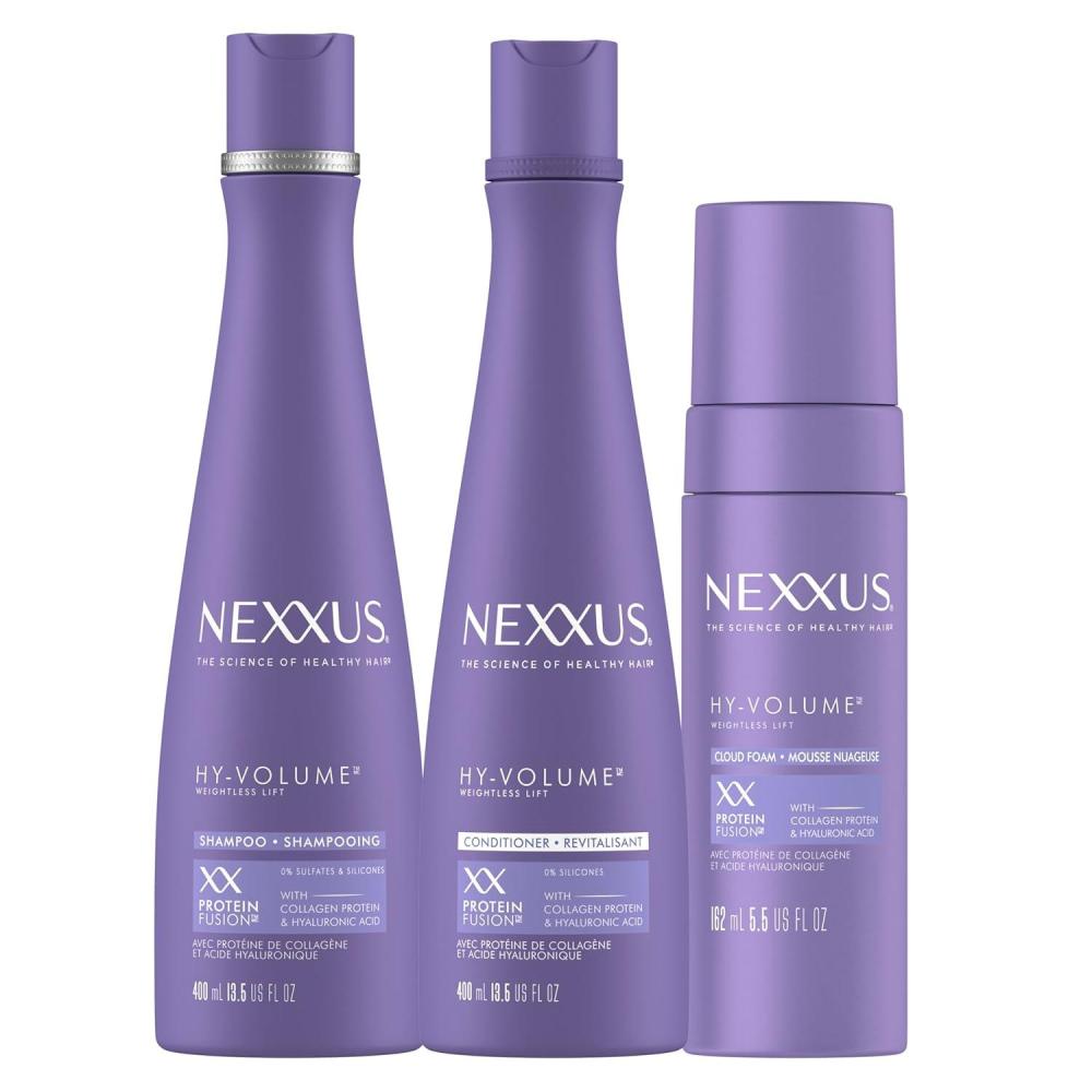 image:imageNexxus HYVOLUME Weightless Lift Shampoo Conditioner amp Foam 3 Pack PROTEIN FUSION with Collagen Protein amp Hyaluronic Acid For Flat amp Limp Hair for 48 Hours of Volume 135 fl oz amp 55 fl oz