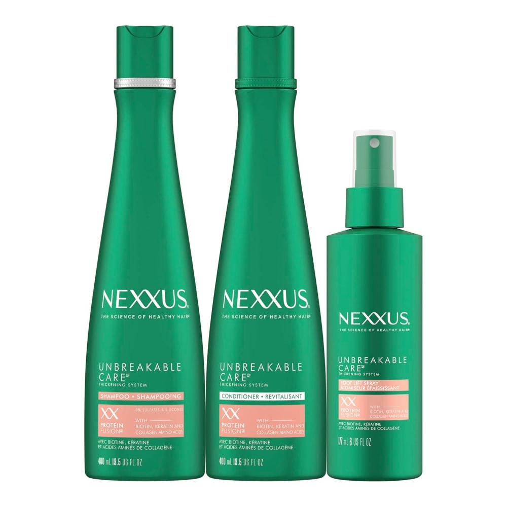 image:imageNexxus Unbreakable Care Shampoo Conditioner and LeaveIn Spray 3 Pack For Fine and Thin Hair with Keratin Collagen Biotin