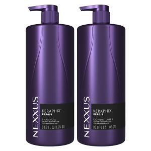 Nexxus KERAPHIX Shampoo & Conditioner for Damaged Hair 2 Pack Damaged Repair Powered by KRT Keratin Resistance Therapy with Liquid Crystal Amino Acids 33.8Fl Oz